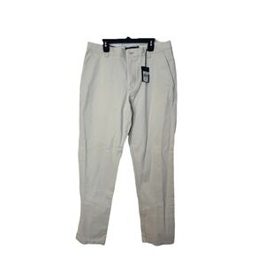 CHAPS Khaki REPLENISH STONE Straight Flat Front Pants Men's 32x34 Preppy NEW